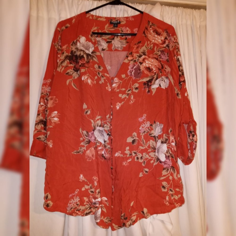Torrid floral plus size casual blouse 2X